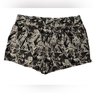 Ecote Black White Geometric Print Rayon Shorts Size L